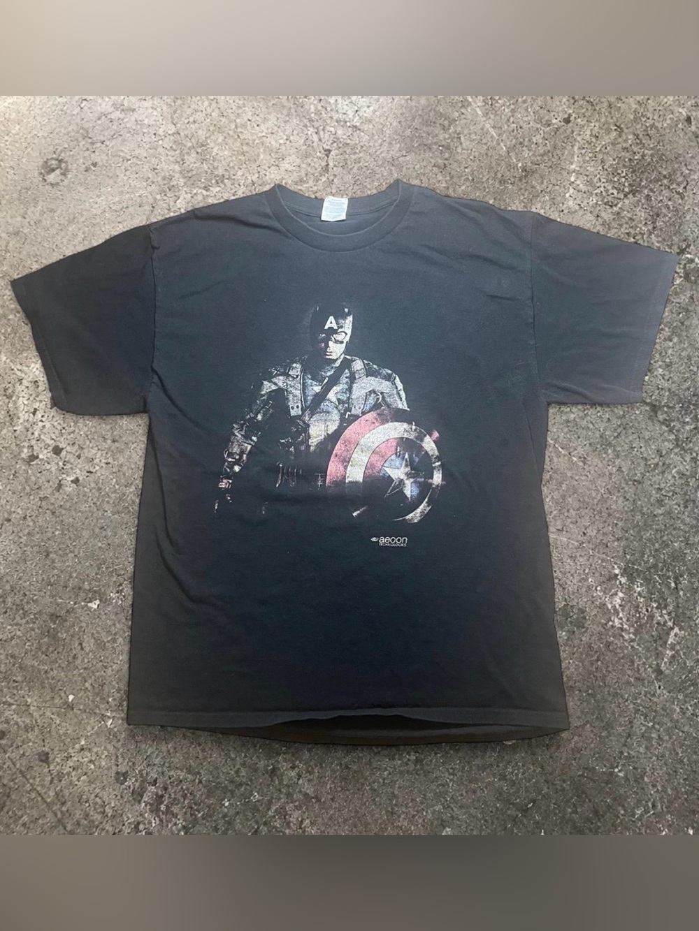 Black Captain America Movie Promo Graphic Tee Port & Company Men’s Large